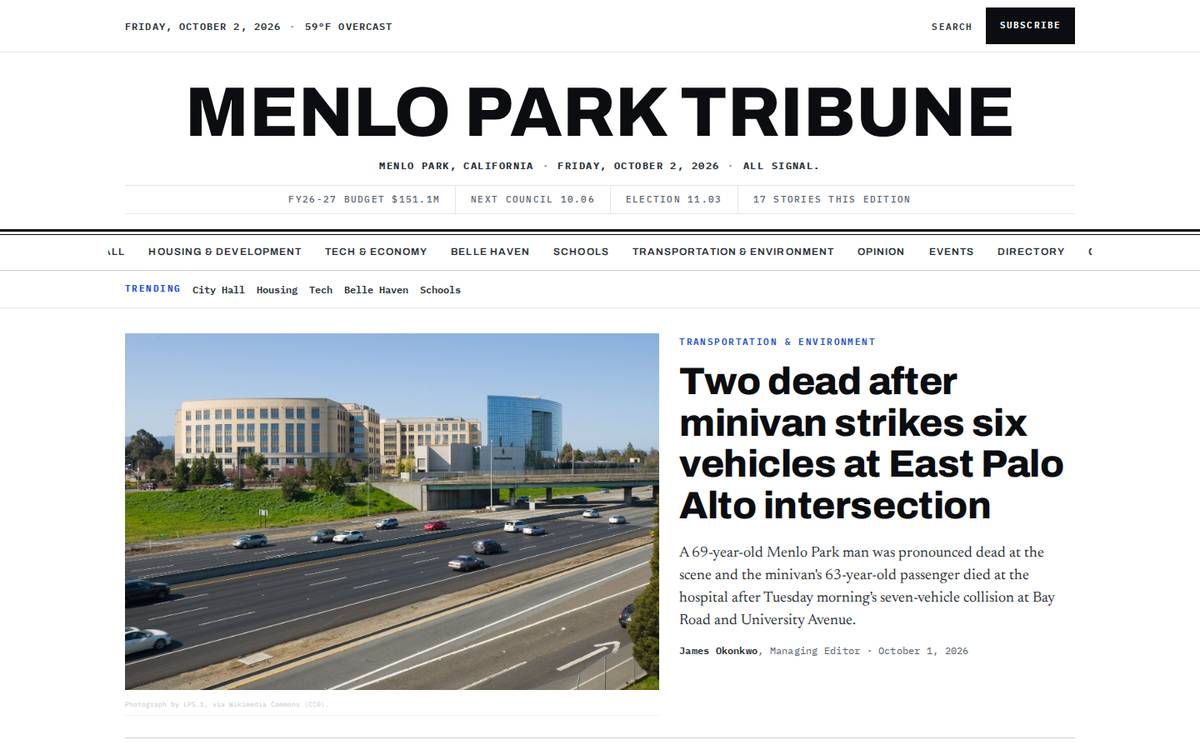 Menlo Tribune homepage