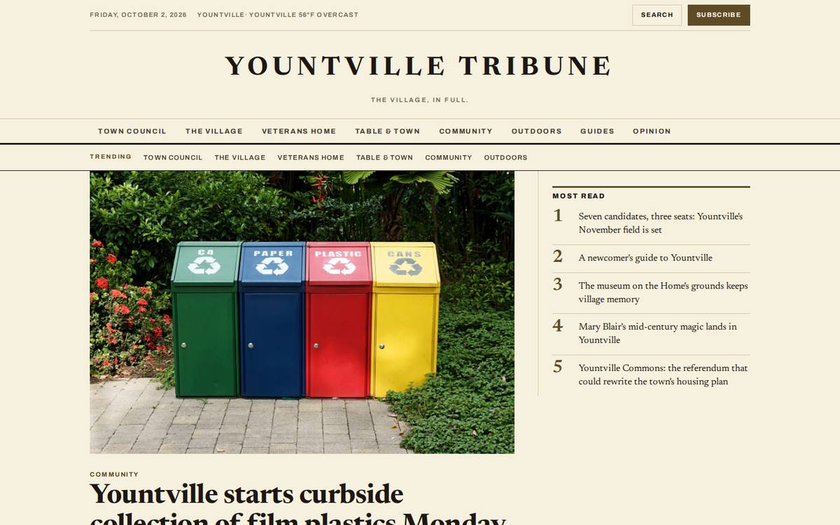 Yountville Tribune homepage